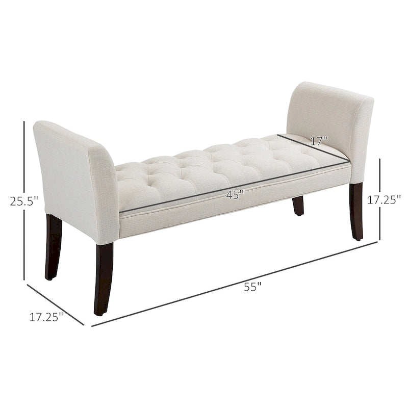 Banco para el pie de la cama con diseño capitoné y tapizado