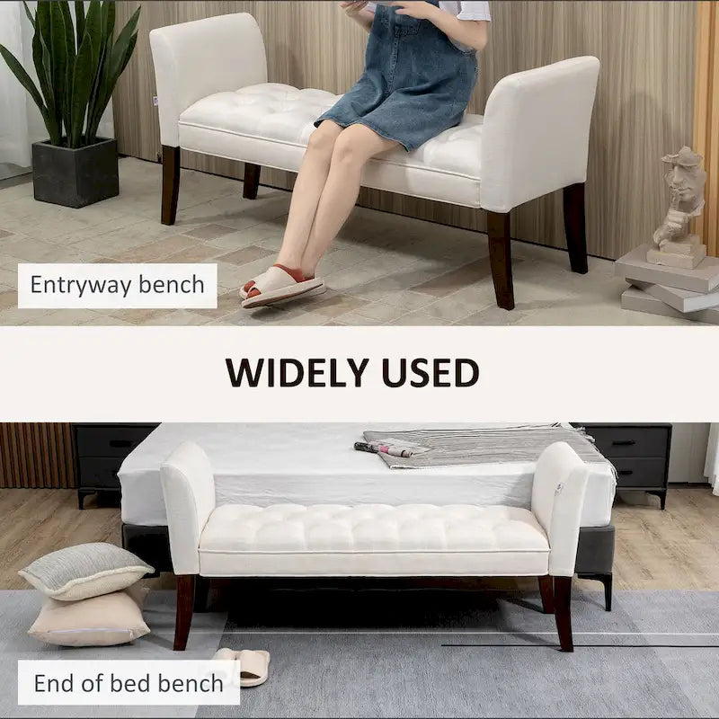 Banco para el pie de la cama con diseño capitoné y tapizado