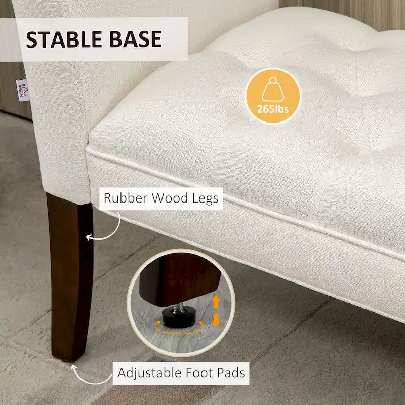 Banco para el pie de la cama con diseño capitoné y tapizado