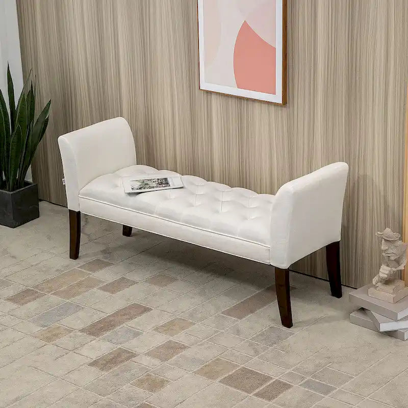 Banco para el pie de la cama con diseño capitoné y tapizado