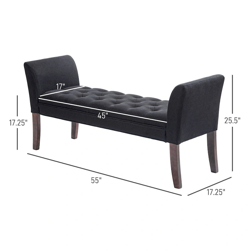 Banco para el pie de la cama con diseño capitoné y tapizado
