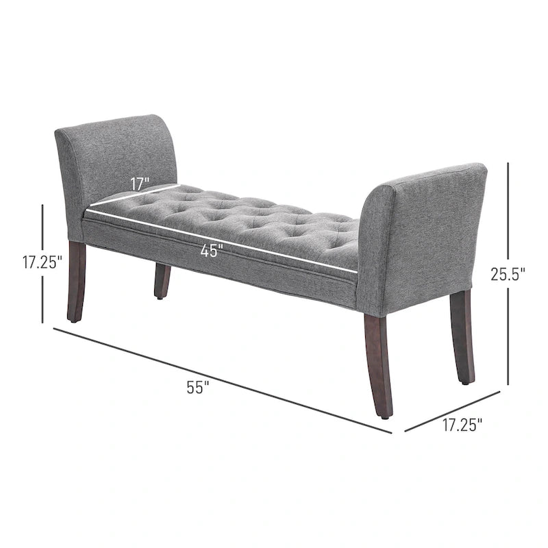 Banco para el pie de la cama con diseño capitoné y tapizado