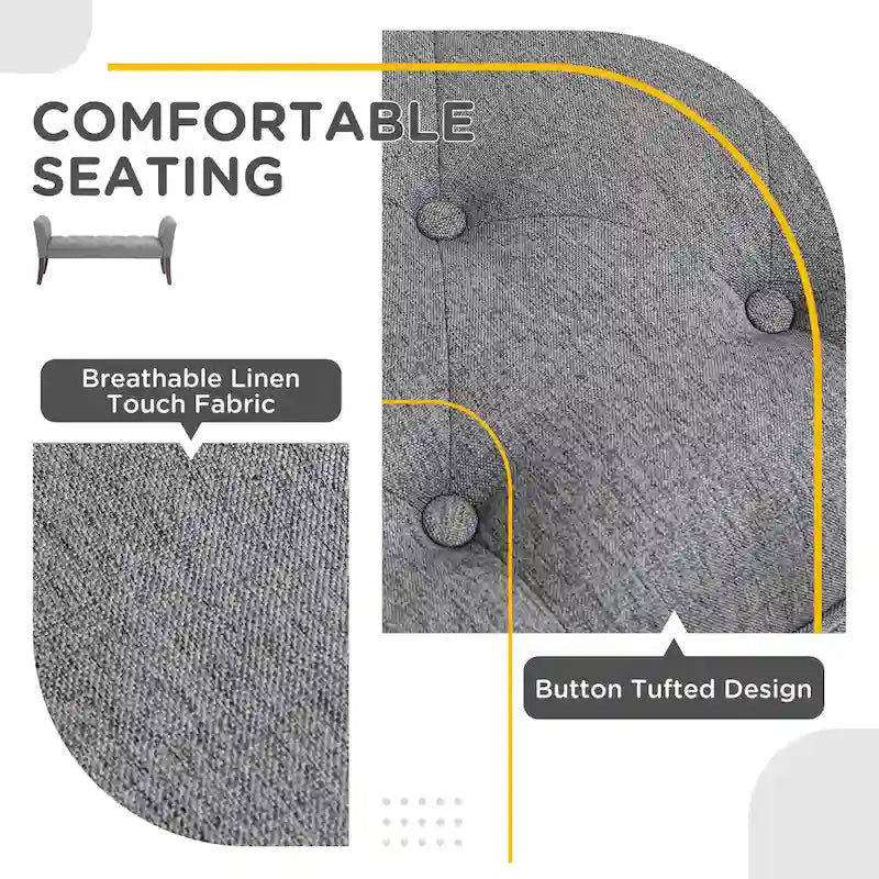 Banco para el pie de la cama con diseño capitoné y tapizado