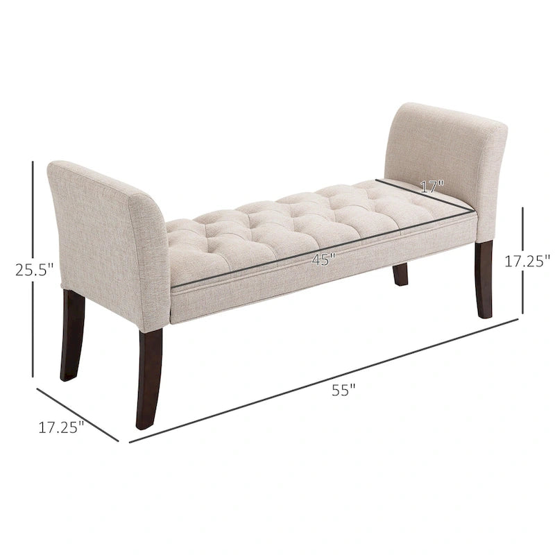 Banco para el pie de la cama con diseño capitoné y tapizado
