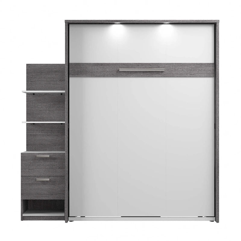 Queen Murphy Bed with Nightstand and Floating Shelves (85W)