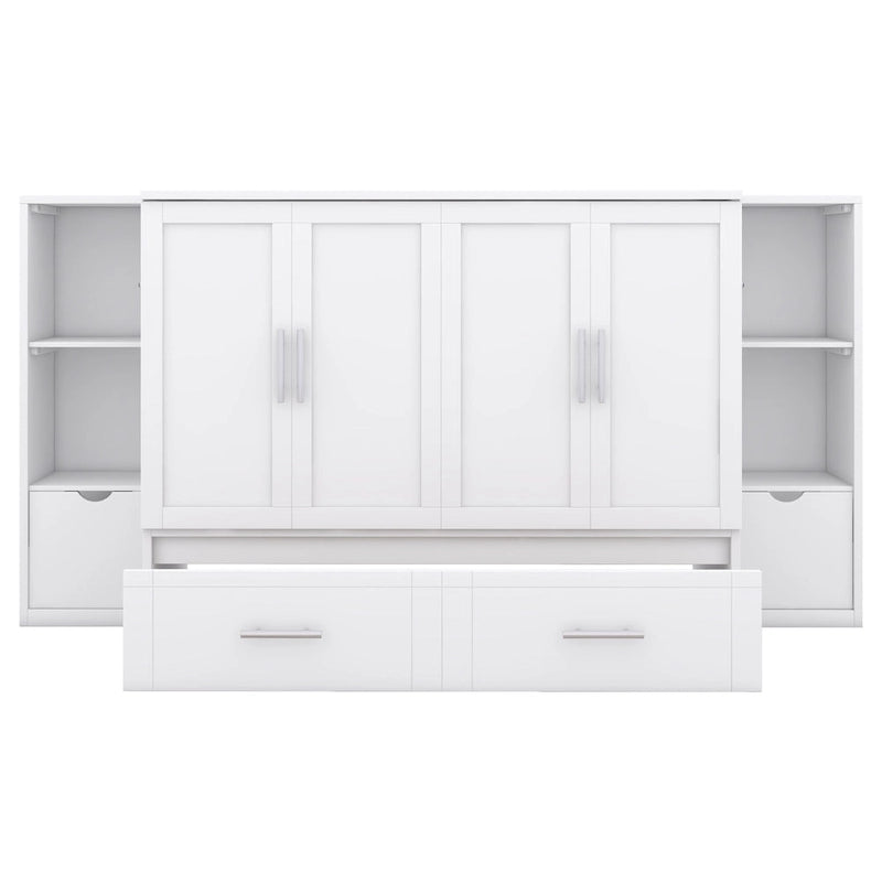 Full Size Murphy Bed with Shelves, Drawers and USB Ports - Gray