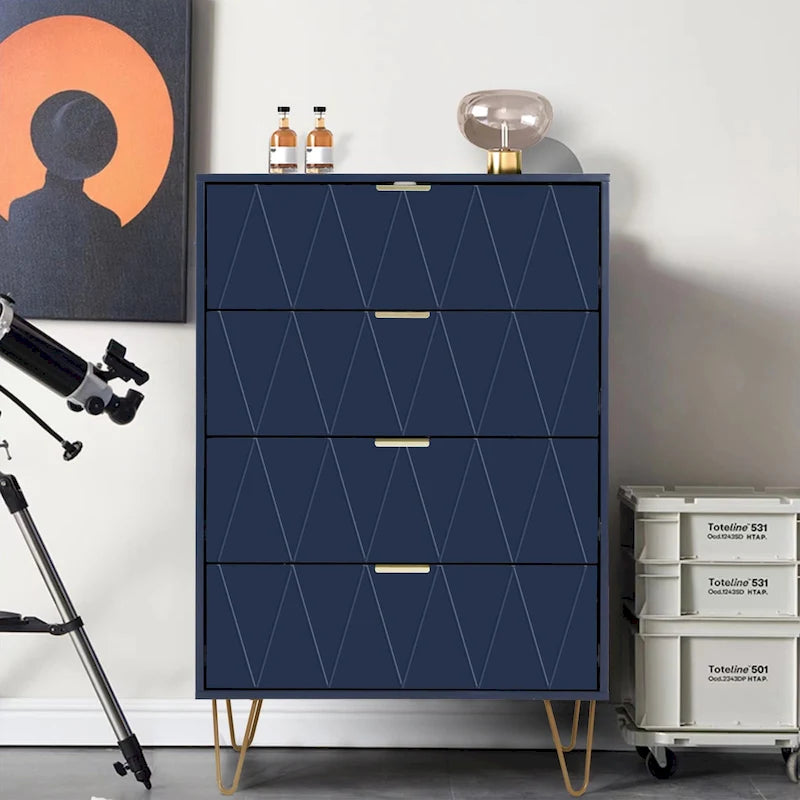 4 Drawers Chest Dresser Storage Tower with Metal Legs