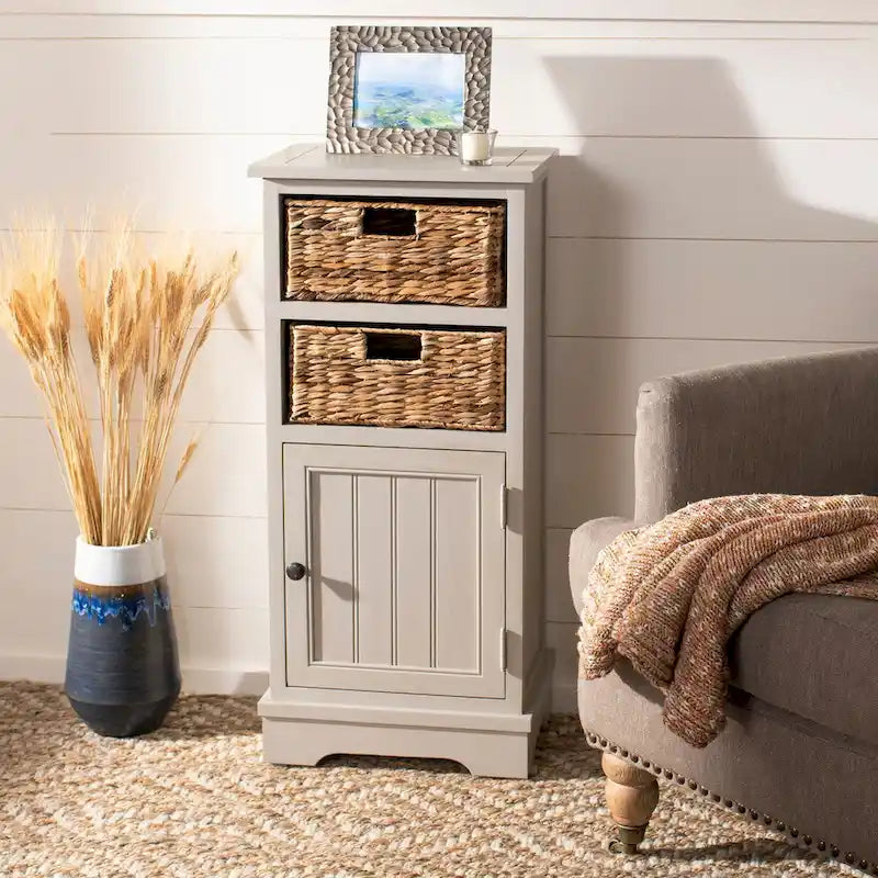 Distressed Black Storage Cabinet - 15.9 x 11.8 x 35