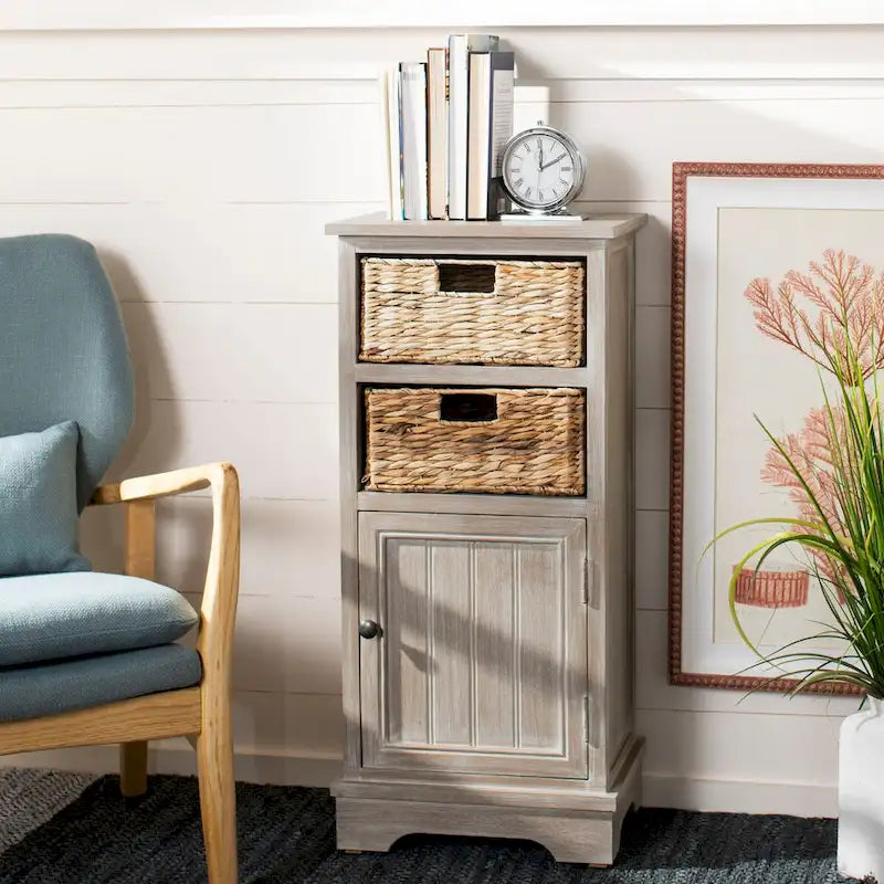 Distressed Black Storage Cabinet - 15.9 x 11.8 x 35