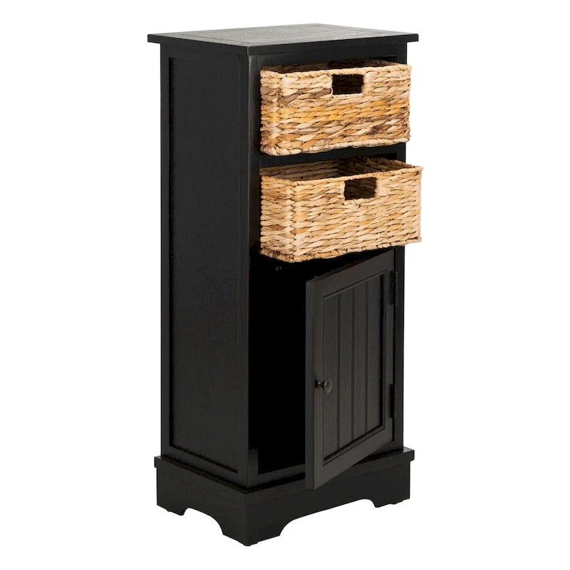 Distressed Black Storage Cabinet - 15.9 x 11.8 x 35