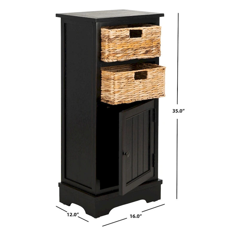 Distressed Black Storage Cabinet - 15.9 x 11.8 x 35