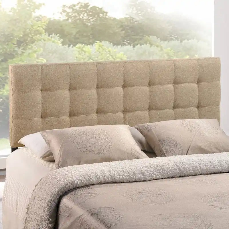 King Size Button-Tufted Fabric Headboard