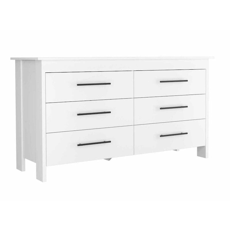 6-Drawer Rectangle Dresser Light Oak and White