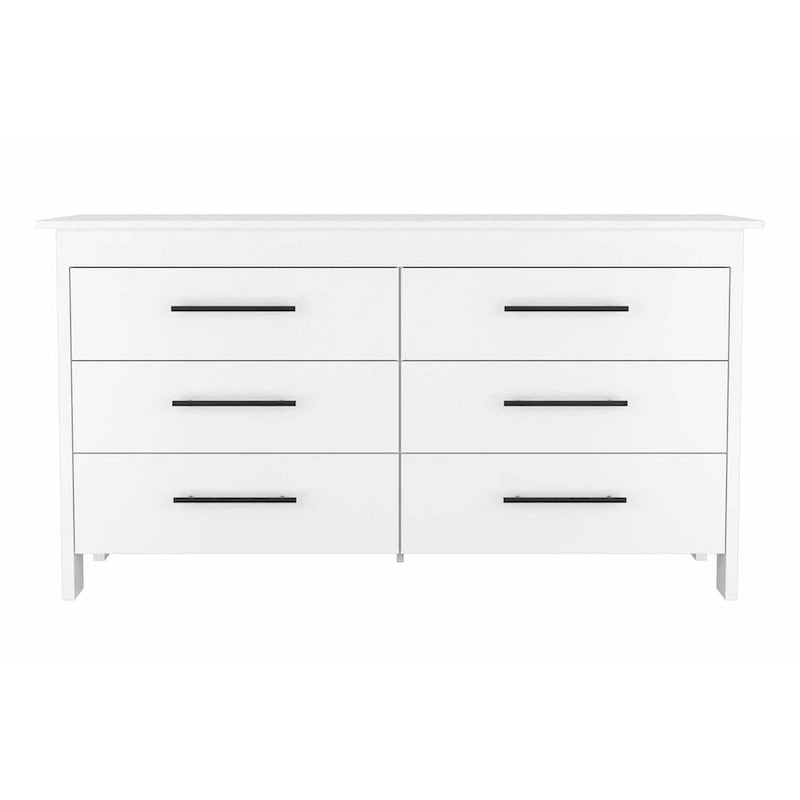 6-Drawer Rectangle Dresser Light Oak and White