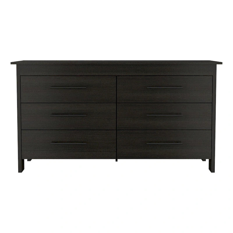 6-Drawer Rectangle Dresser Light Oak and White