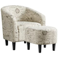 Fabric Club Accent Chair and Ottoman Set