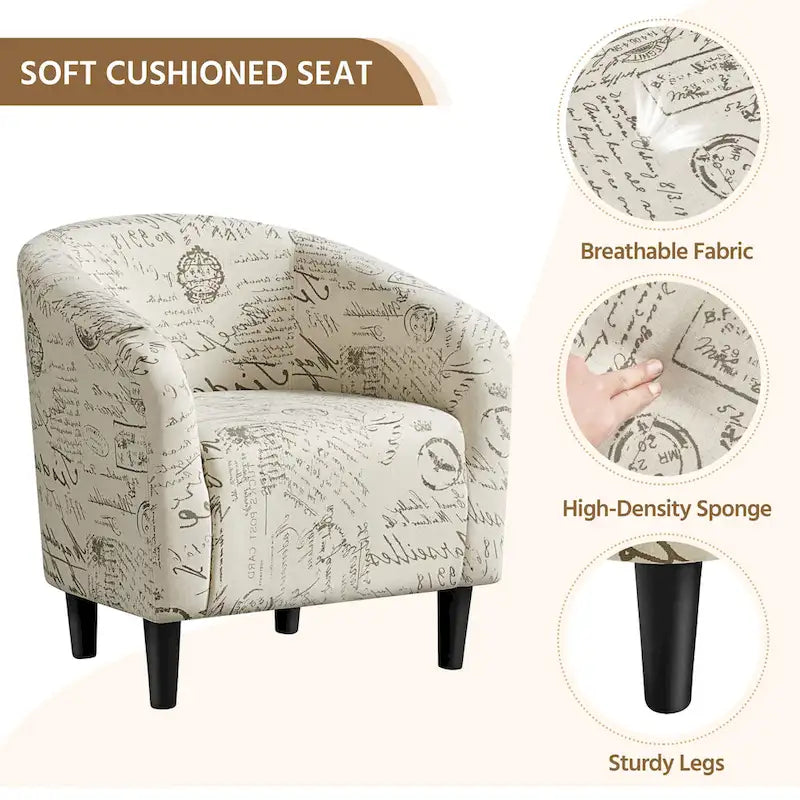 Fabric Club Accent Chair and Ottoman Set