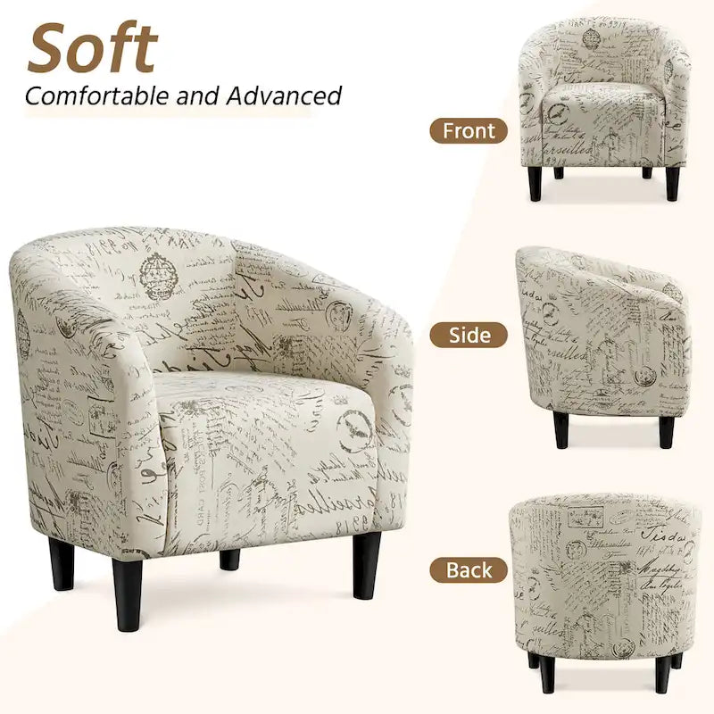 Fabric Club Accent Chair and Ottoman Set