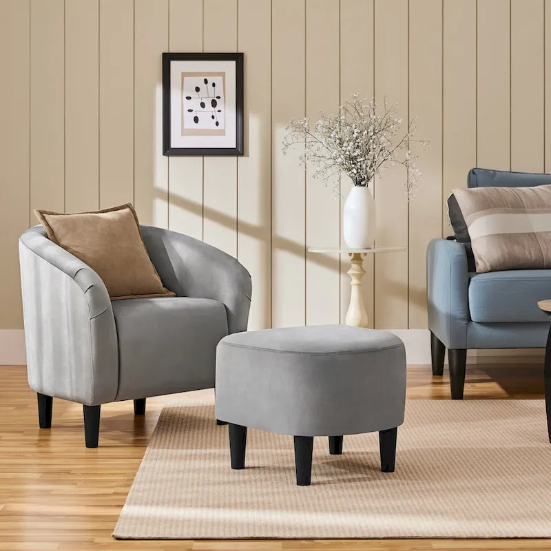 Fabric Club Accent Chair and Ottoman Set