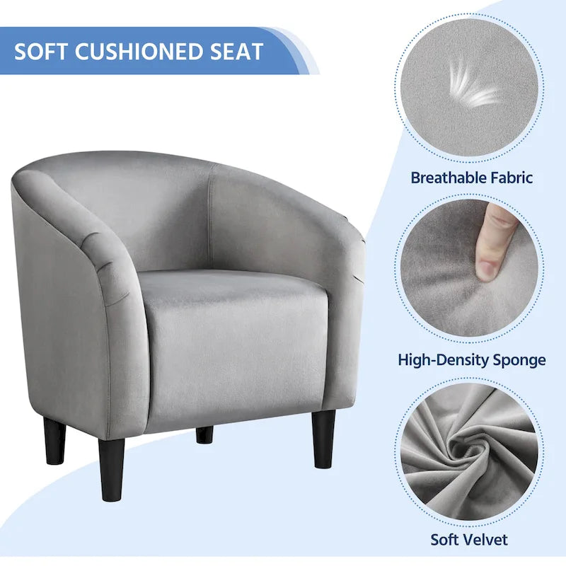 Fabric Club Accent Chair and Ottoman Set