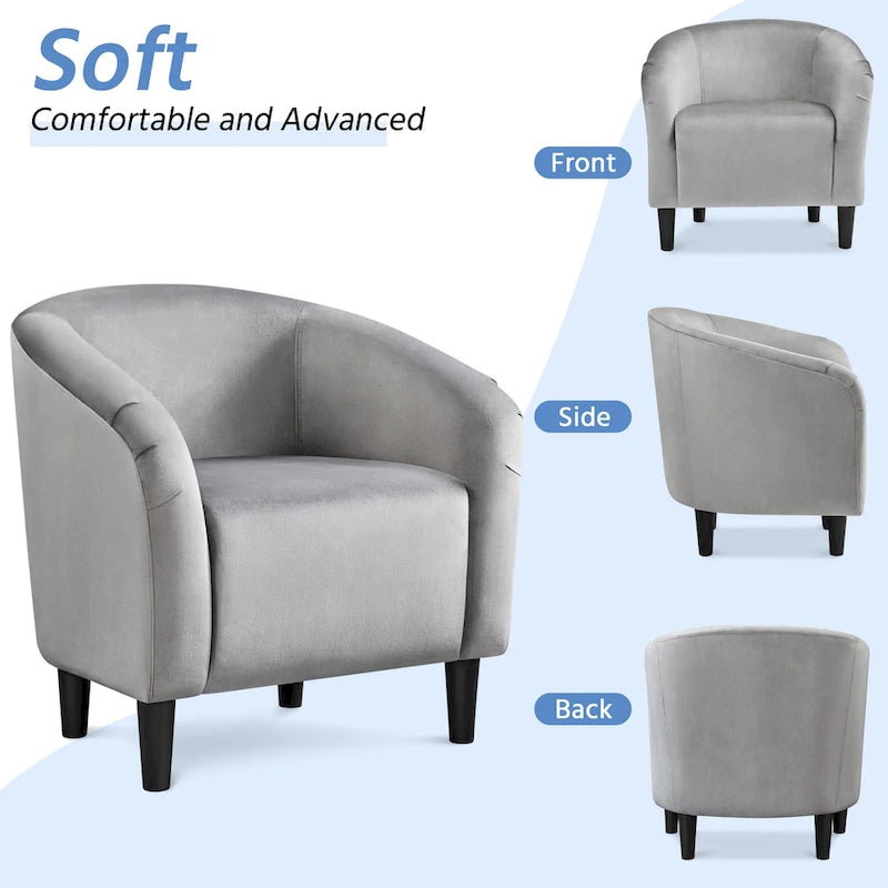 Fabric Club Accent Chair and Ottoman Set
