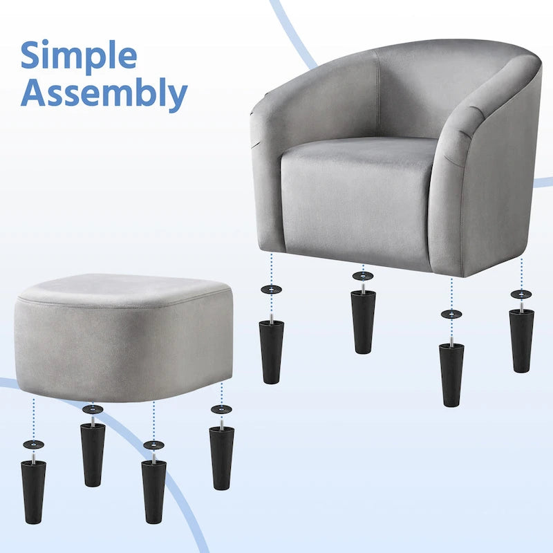 Fabric Club Accent Chair and Ottoman Set