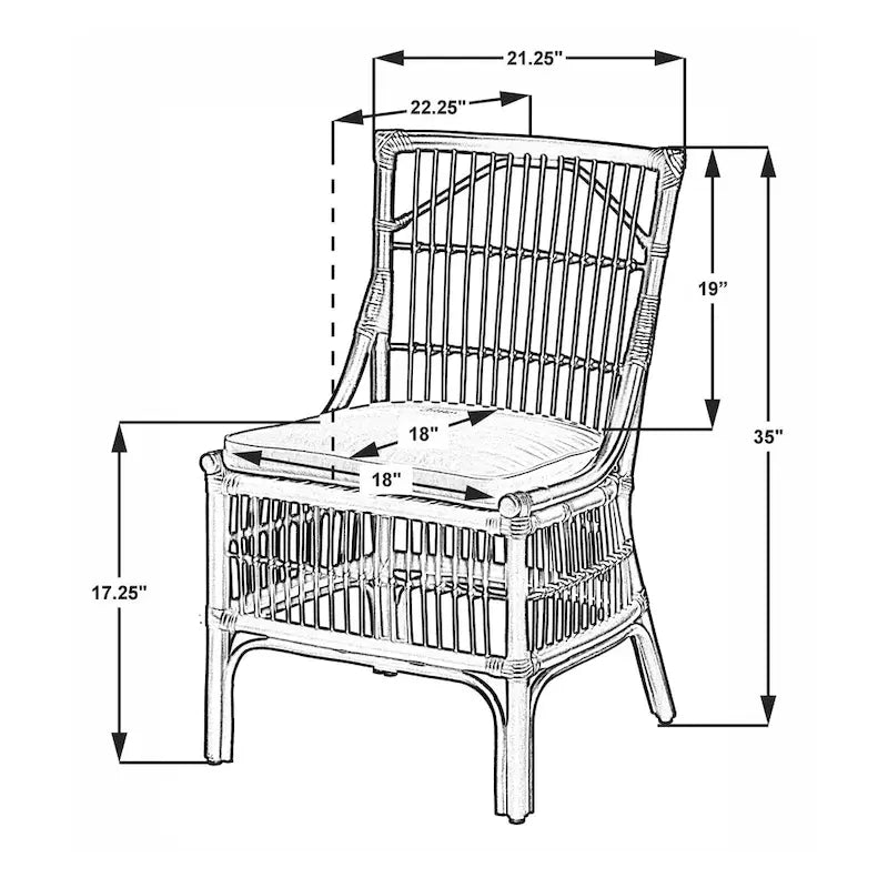 Esszimmerstühle mit Rattan-Lattenlehne und Polsterung, 2er-Set