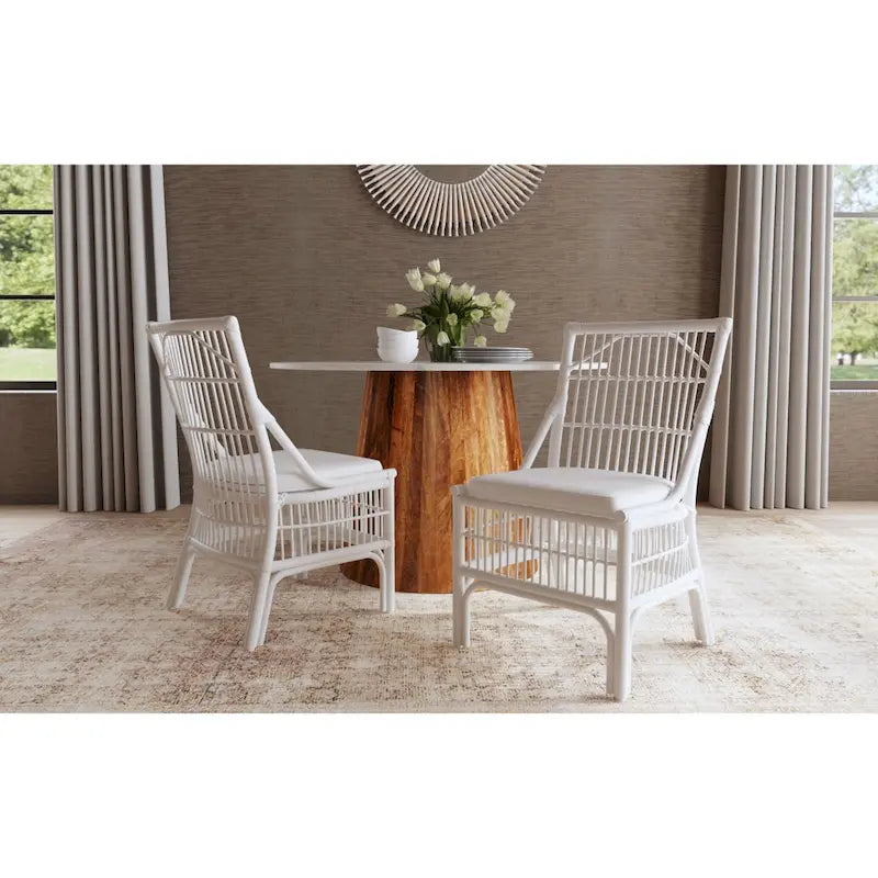 Esszimmerstühle mit Rattan-Lattenlehne und Polsterung, 2er-Set