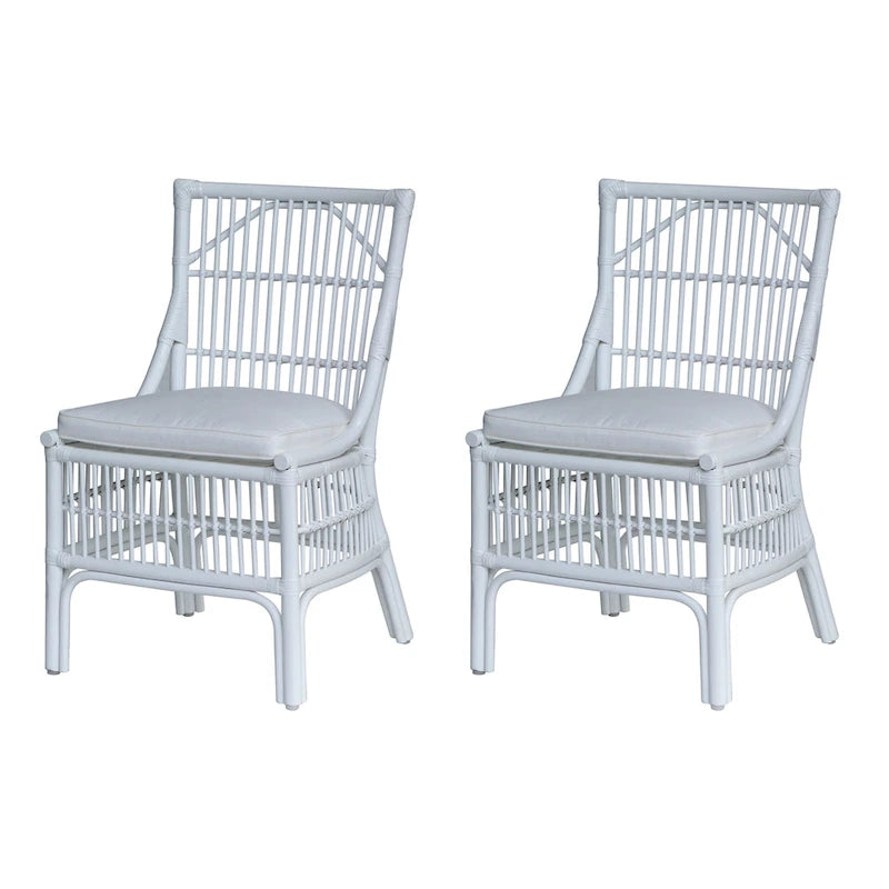 Esszimmerstühle mit Rattan-Lattenlehne und Polsterung, 2er-Set