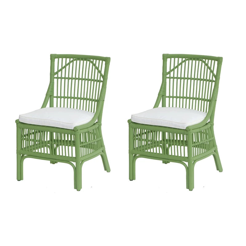 Esszimmerstühle mit Rattan-Lattenlehne und Polsterung, 2er-Set