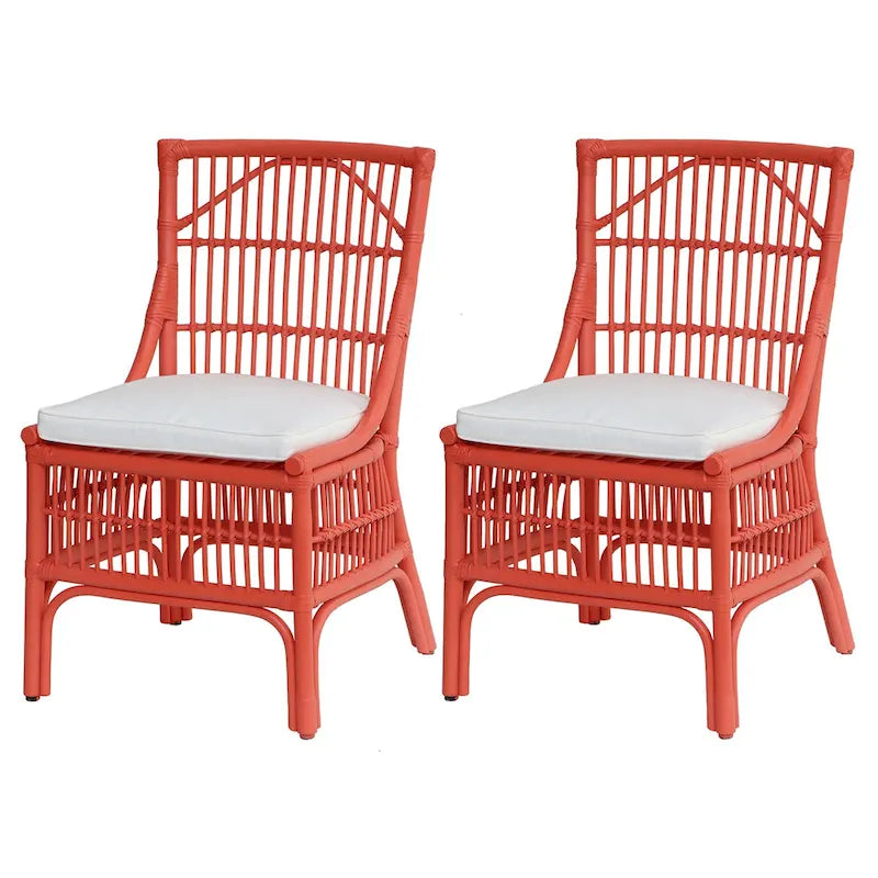 Esszimmerstühle mit Rattan-Lattenlehne und Polsterung, 2er-Set