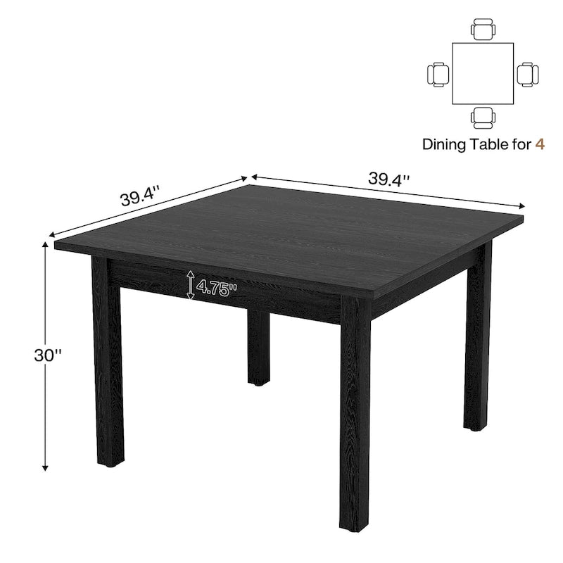 39.4 Inches Square Dining Table with Solid Wood Legs