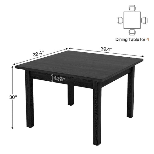 39.4 Inches Square Dining Table with Solid Wood Legs