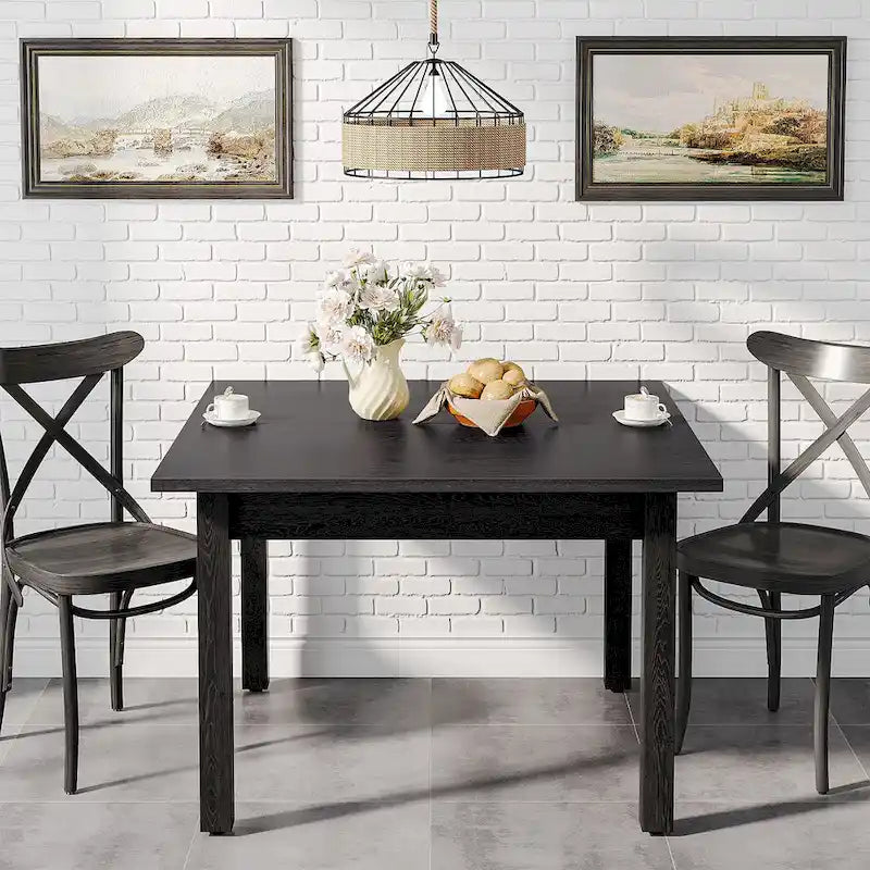 39.4 Inches Square Dining Table with Solid Wood Legs