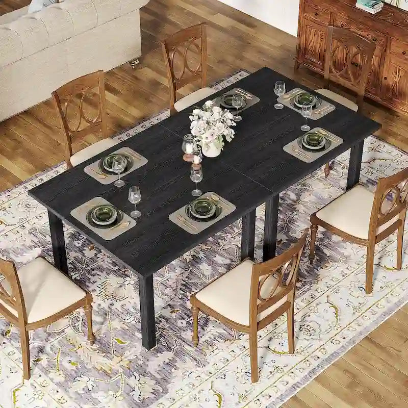 39.4 Inches Square Dining Table with Solid Wood Legs