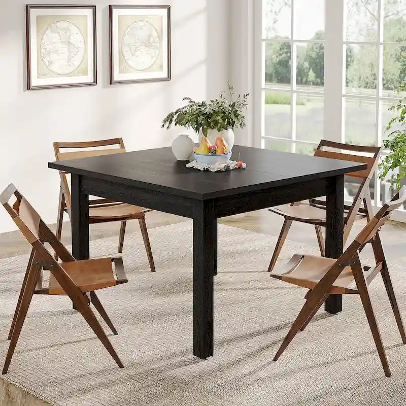 39.4 Inches Square Dining Table with Solid Wood Legs