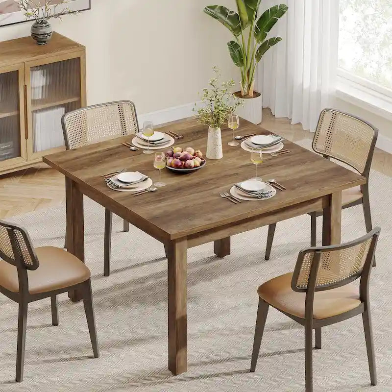 Tavolo da pranzo quadrato da 39.4 pollici con gambe in legno massello