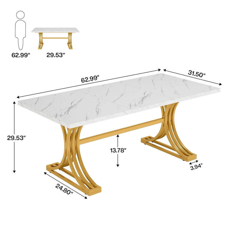 63" Modern Dining Table for Kitchen Dining Room