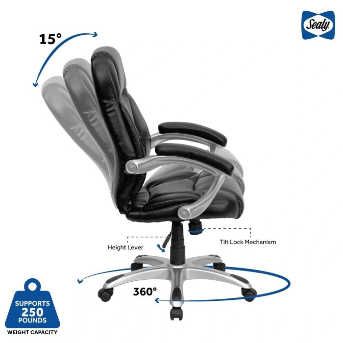 Ergonomischer drehbarer Bürostuhl mit gepolsterten Armlehnen