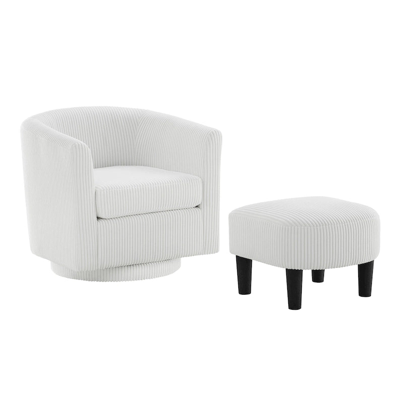 Corduroy Swivel Accent Chair with Ottoman