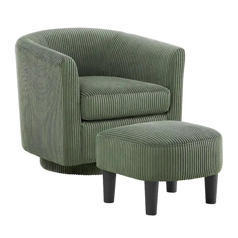 Corduroy Swivel Accent Chair with Ottoman