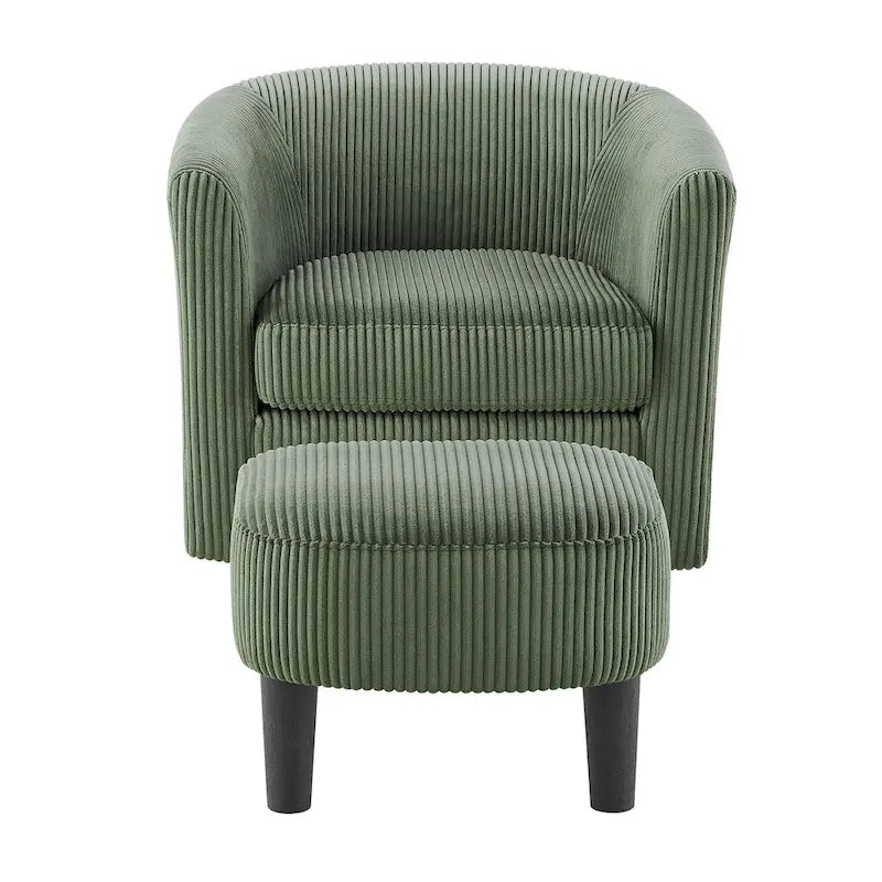 Corduroy Swivel Accent Chair with Ottoman