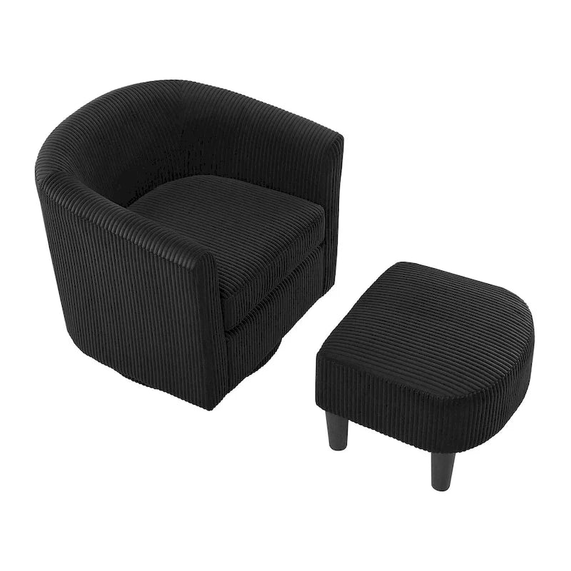 Corduroy Swivel Accent Chair with Ottoman