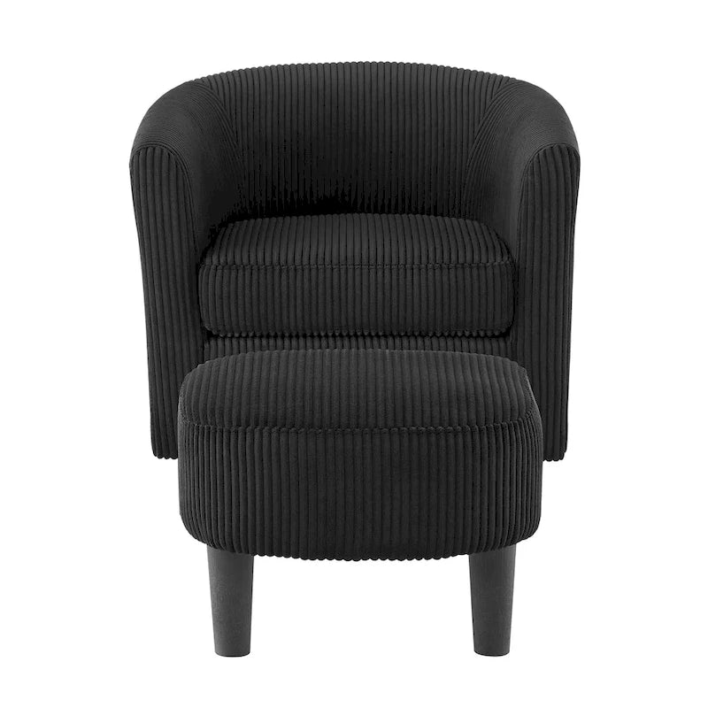 Corduroy Swivel Accent Chair with Ottoman