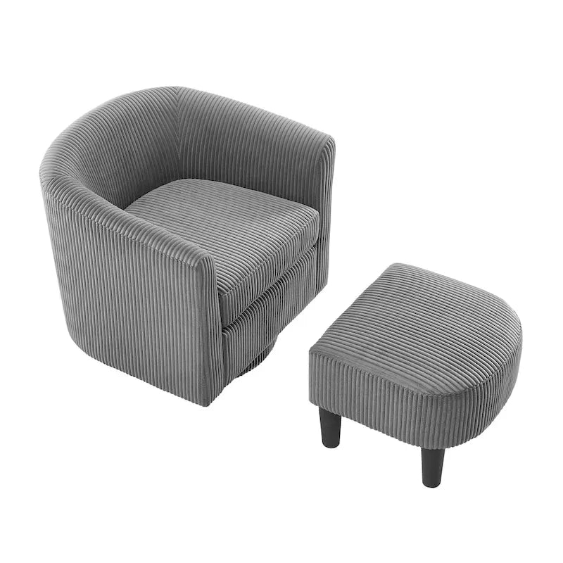 Corduroy Swivel Accent Chair with Ottoman