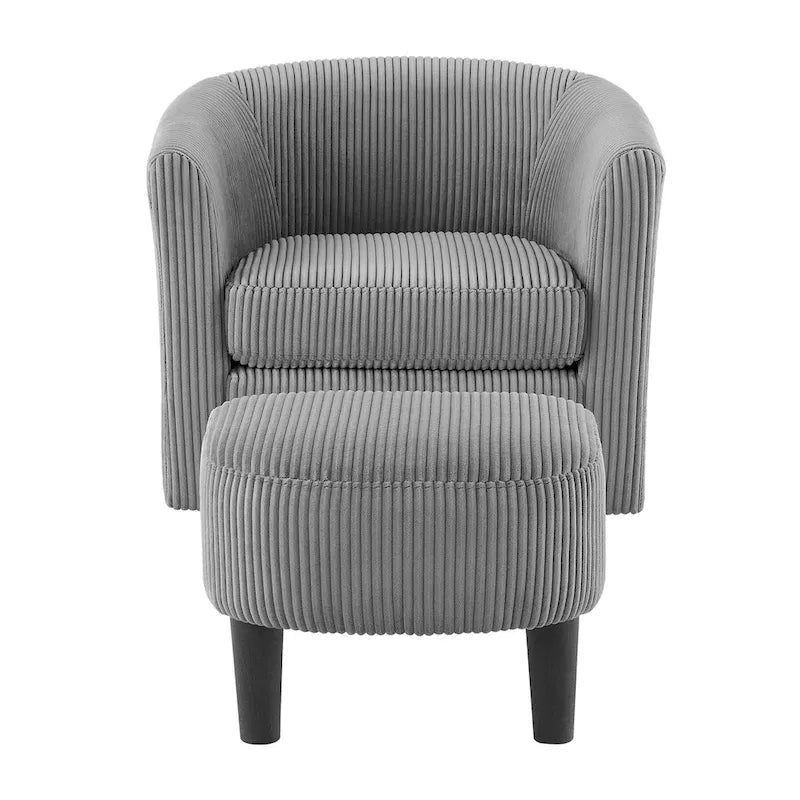 Corduroy Swivel Accent Chair with Ottoman