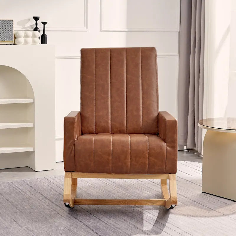 Adjustable Rocking Chair with High Back and Foot Rest
