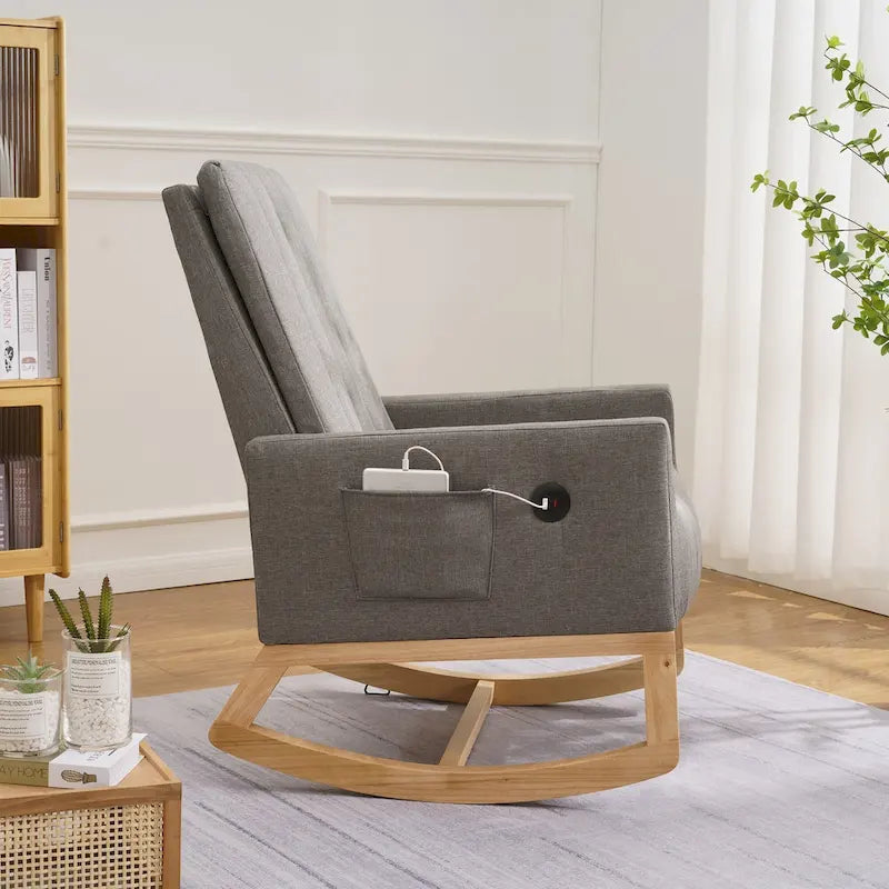 Adjustable Rocking Chair with High Back and Foot Rest