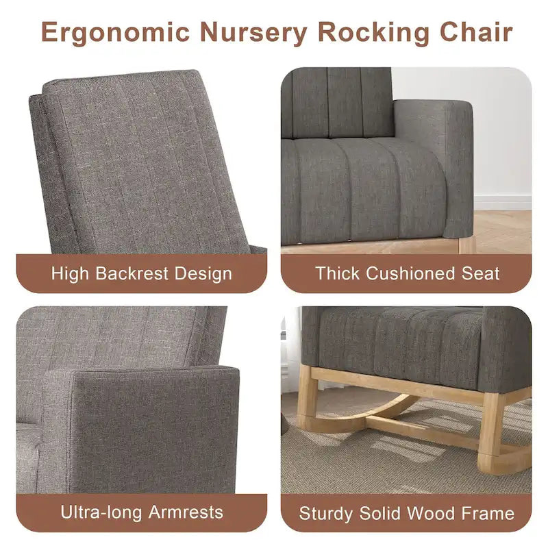 Adjustable Rocking Chair with High Back and Foot Rest