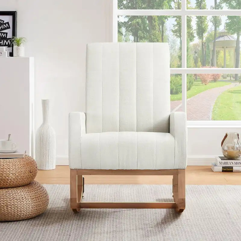 Adjustable Rocking Chair with High Back and Foot Rest